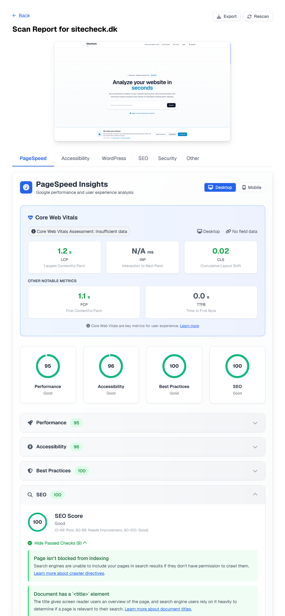 Instant analysis preview